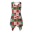 thumbnail image 4 of FUIALDOLG Womens Christmas Dresses Christmas Red Plaid Pattern Dresses Sleeveless Round Neck Tshirt Dresses Breathable Comfort Midi Skirt With Irregular Hem,Beach Party Sundress,L, 4 of 7
