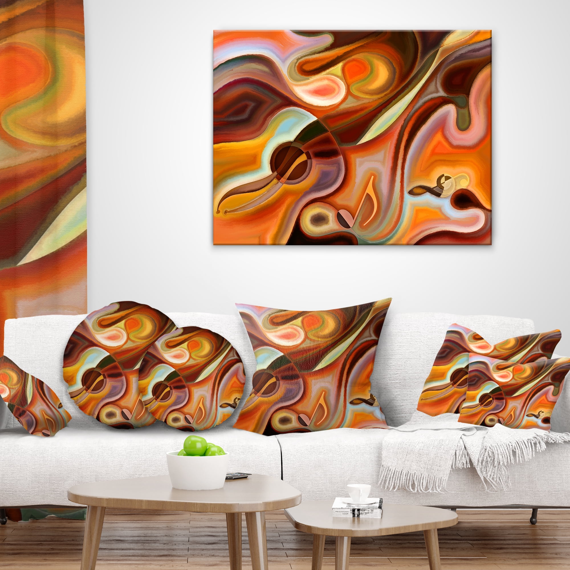 Designart Music Dreams - Abstract Throw Pillow - 16x16