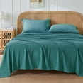 thumbnail image 6 of JELLYMONI 4 Pieces Cooling Full Sheets Set, Microfiber & Bamboo Sheet Set, Breathable & Wrinkle Free - 16" Deep Pockets Bedding Sheets & Pillowcases,Lake Blue, 6 of 7