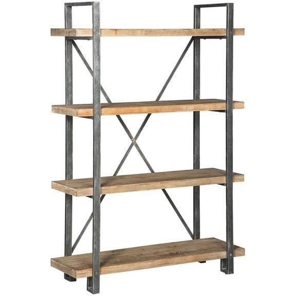 Bowery Hill Contemporary 4 Shelf Bookcase in Brown and Black