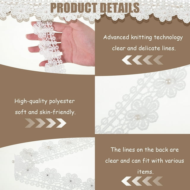 VONKY Versatile And Fashionable Floral Embroidery Lace Trim Accessory For Soft And Comfortable Polyester
