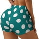 thumbnail image 1 of Balery Teal And White Polka Dot Pantalones cortos de entrenamiento estampados para mujer, sin costuras, ajustados, para gimnasio, yoga, correr, deportes, ejercicio activo, fitness.-XX-Large, 1 of 8