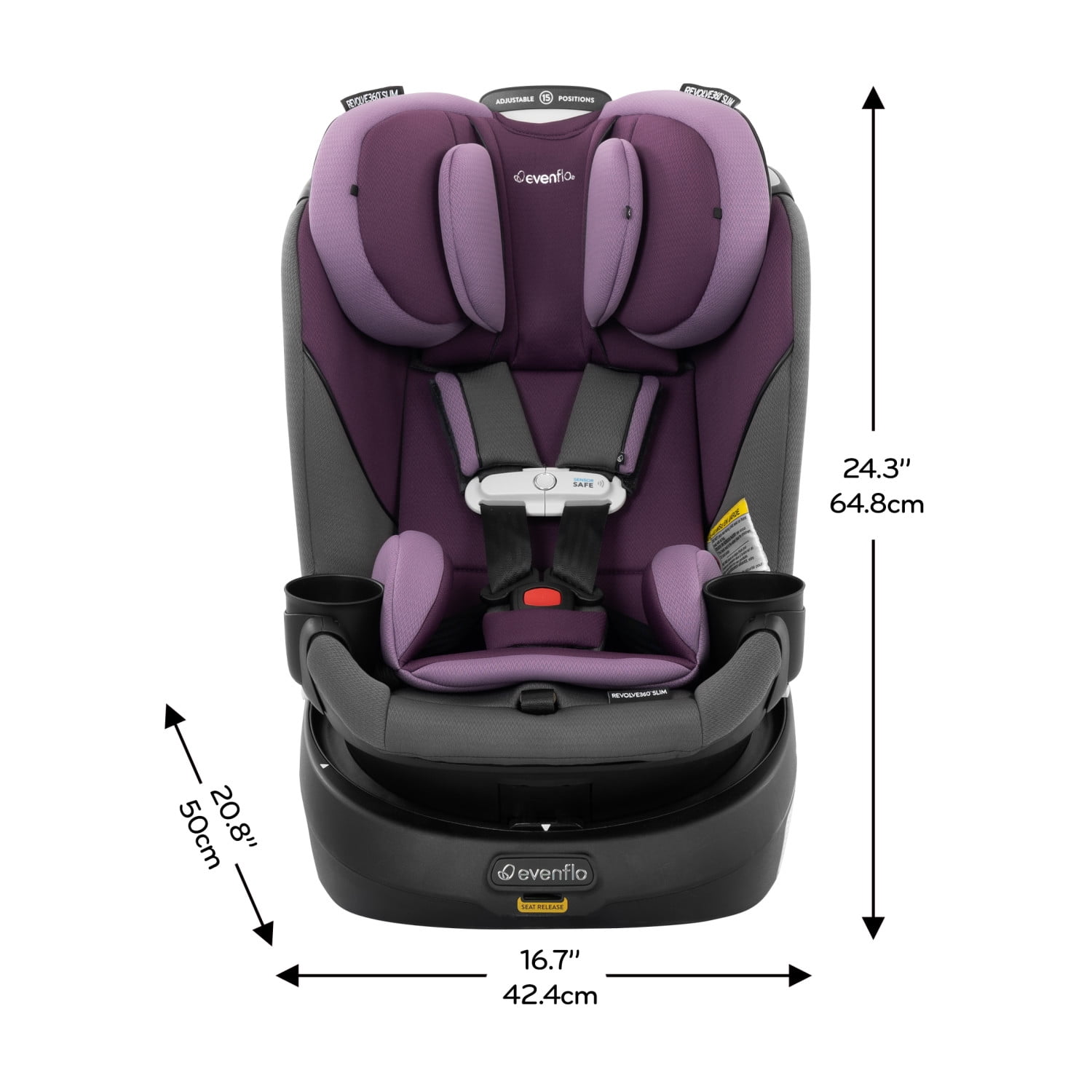 Evenflo Gold Revolve360 Slim 2-in-1 Rotational Car Seat with SensorSafe (Amethyst)