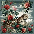 thumbnail image 4 of Ambesonne Leopard Duvet Cover Set, Roses Wild Animal on Clouds, Calking, Grey Teal and Scarlet, 4 of 6