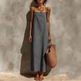 thumbnail image 2 of Tqcoqu Cotton Linen Sundress for Women,Summer Sleeveless Casual Loose Maxi Dress,Lightweight Beach Vacation Cami Dresses,Gray Women's S-XXL, 2 of 9