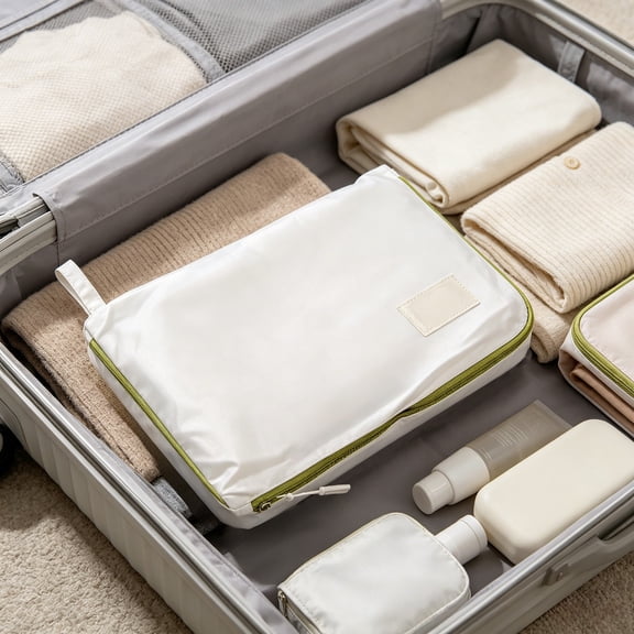 WWV Luggage Organizer Bags Travel Packing Cubes Nylon Multi-size Clothing Storage Pouches for Suitcase Business Trips Vacation Camping Weekend White