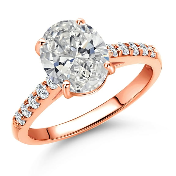 Gem Stone King 1.70 Cttw 10K Rose Gold IGI Certified Lab Grown Diamond Engagement Ring for Women | Center Diamond Oval 1.5 Ct | E-F Color | VS1-VS2 Clarity | Size 9