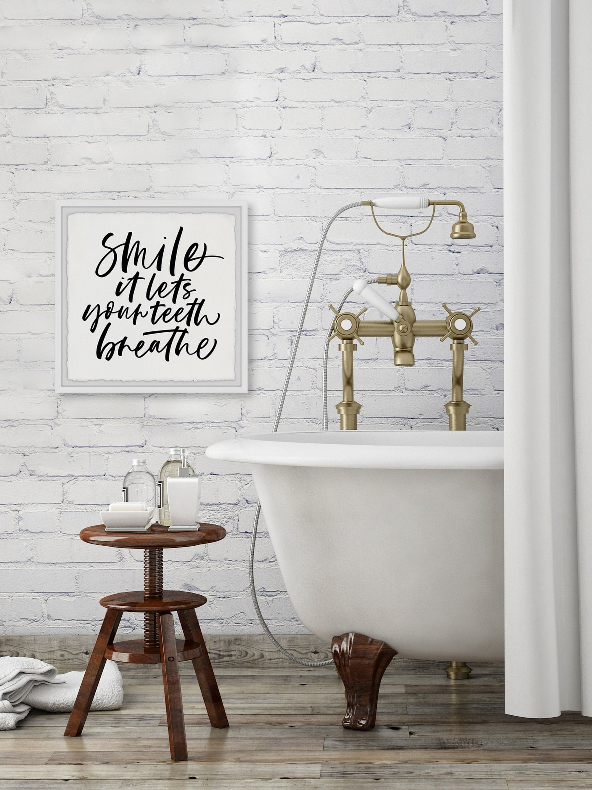 Marmont Hill Smile and Breathe Framed Wall Art, 32" x 32"