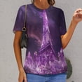 thumbnail image 6 of Blossoming Paris Eiffel Tower Women's Short Sleeve Tops Casual Blouses T Shirt, 6 of 6