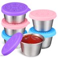 thumbnail image 1 of Miangastore 6Pcs Salad Dressing Containers Small Stainless Steel Condiment Cups with Silicone Lids for Lunch, 1 of 8