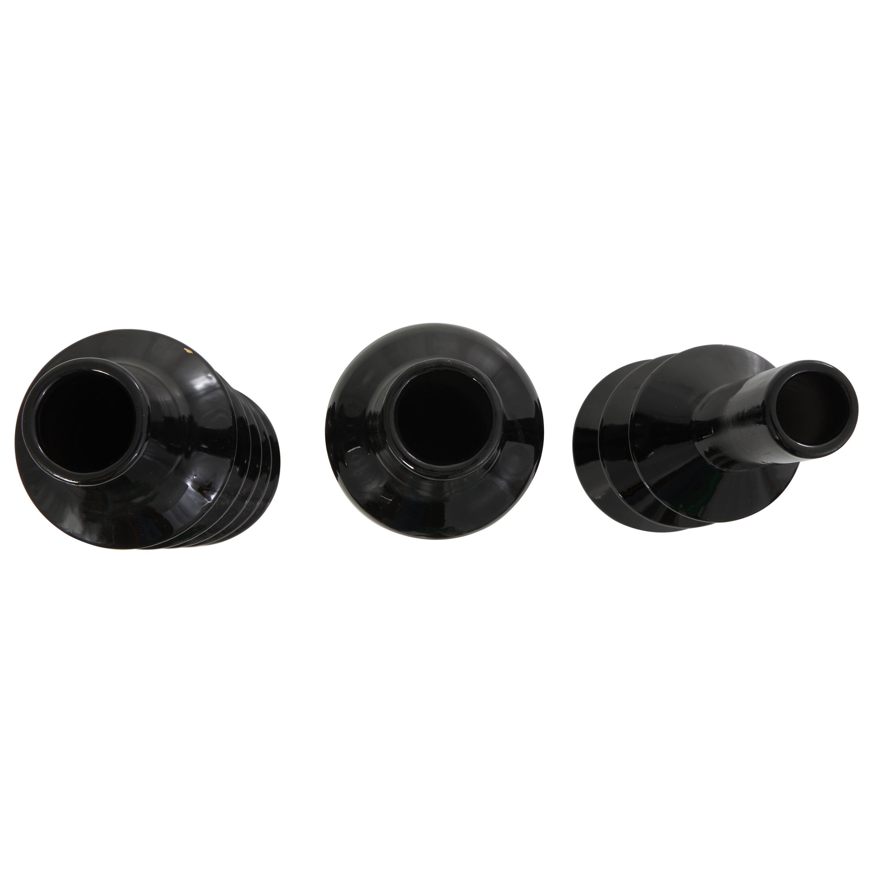 DecMode 3"W, 11"H Abstract Bubble Inspired Black Ceramic Vase with Varying Shapes, Set of 3
