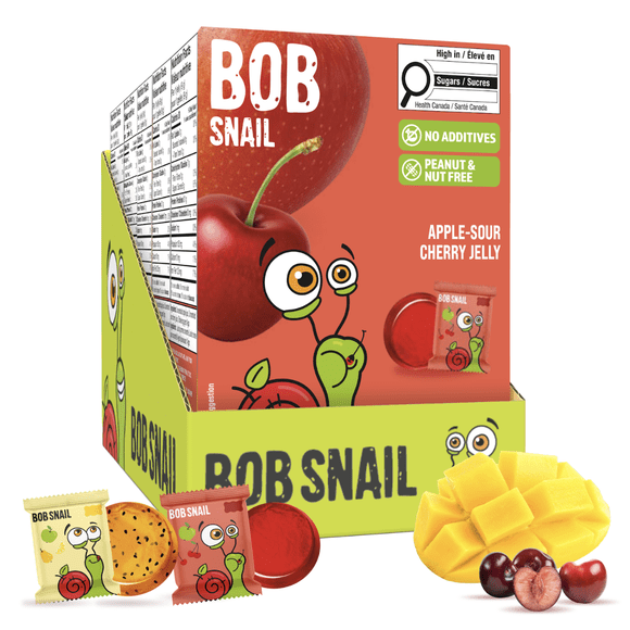 Bob Snail Fruit Jellies Gluten Free Healthy Fruit Snacks Variety Pack - Pack of 5 (Mango-Pumpkin-Chia x3 ; Apple-Sour Cherry x2)
