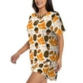 thumbnail image 2 of Fotbe Autumn Woodland Characters Print Pajama Set for Women 2 Piece Loungewear Short Sleeve Tops and Shorts Set Soft Sleepwear-4X-Large, 2 of 7
