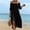 Black1, variant on Women's Off Shoulder Midi Dresses Cotton 2026 Casual Summer Dress with Side Split 3/4 Sleeve Beach Swing Sundress
