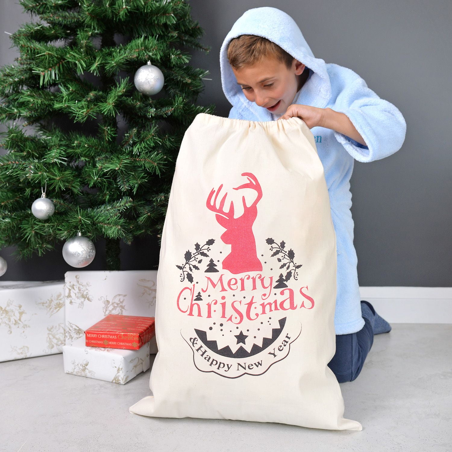 Canvas Santa Sack, 18.5 X 25.5 Inch Large Santa Bags for Gifts, Personalized  Christmas Sacks for Presents with Drawstring（3 pack) 