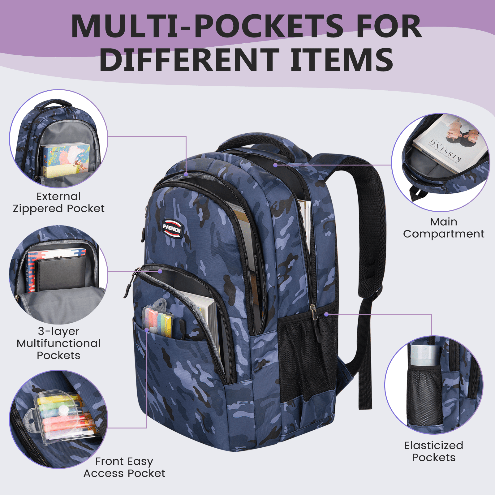 Backpack for Work, College, and Travel, Water Resistant Bookbag, Backpack for / & / with Adjustable Padded Mesh Straps, Geometric Print Backpack for / / College Bag Bookbags