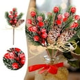 thumbnail image 2 of Decoraciones y artículos para fiestas 10 piezas Ramas artificiales de invierno con bayas y flores de acebo Ramillete Adorno navideño Rojo intenso, 2 of 5