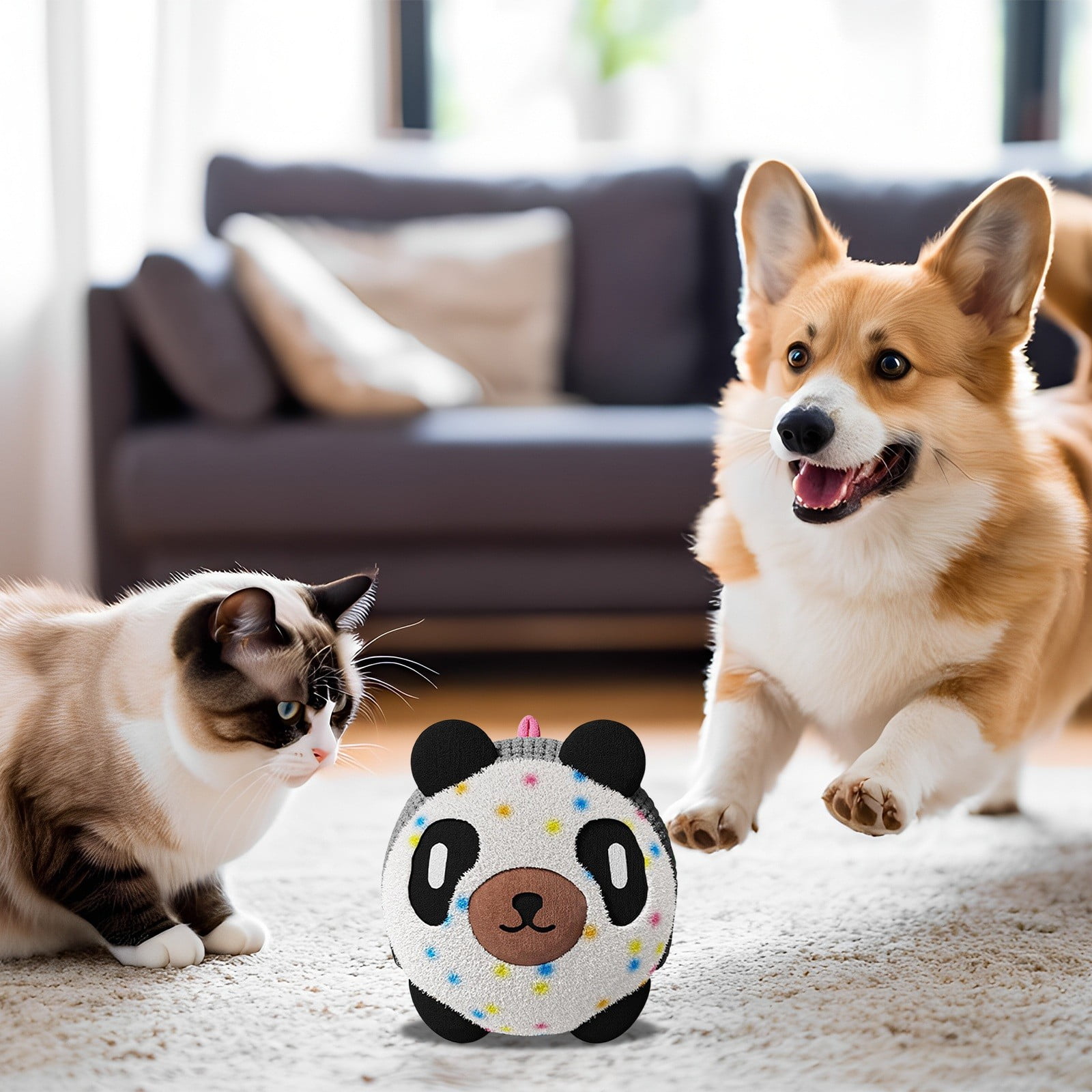 Pet Toys for Dogs and All Sizes Interactive Panda Theme Pineapple with Squeaker and Chew Toy for Indoor Outdoor Play