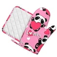 thumbnail image 2 of Disketp Panda Heart Valentine Pink Oven Mitts And Potholders Bbq Gloves-Oven Mitts And Pot Holders With Recycled Infill Silicone Non-Slip Cooking Gloves For Cooking Baking Grilling, 2 of 9