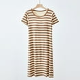 thumbnail image 2 of Kaemgyyd Sleep Shirts for Women Stylish Striped Short Sleeve Crew Neck Nightgowns Loose Fit Night Dress Built in Bra Soft Sleepwear, 2 of 3