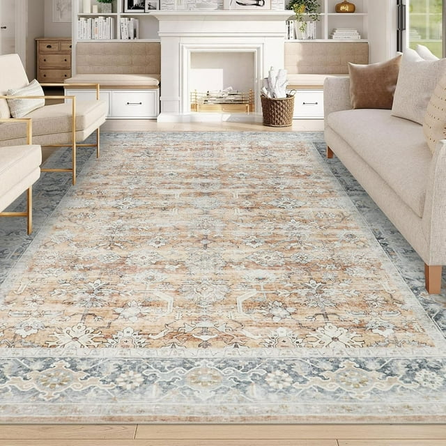 Vintage Area Rug x Washable Living Room Rug Indoor Print Accent Rugs for Bedroom Distressed Thin Throw Rugs Carpet for Living Room Kitchen Entryway