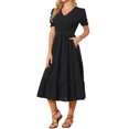 thumbnail image 4 of INSPIRE CHIC Women's Summer Dresses Smocked Floral Sundress Tiered Beach Flowy Boho Maxi Dress S Black, 4 of 6