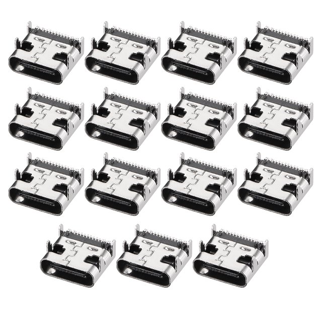 Unique Bargains Connecteur USB PCB Type-C 3.1 Prise Femelle 16 Broches Prise de Charge Rapide 15 Pcs