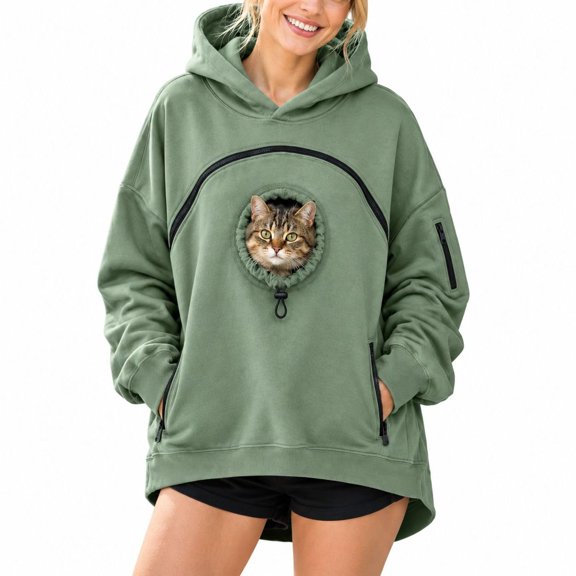 Pet Pouch Hoodie Cat Hoodie with Pouch Pull Pocket for Dogs & Snack Hoodies, Relaxed Oversized Fit