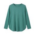thumbnail image 4 of Vivianyo HD Women's Plus Size Round Neck Long Sleeve Tunic Top, Curved Split Hem Loose Shirt for Autumn Daily Errands Casual Outings, Sizes L-4XL, 4 of 8