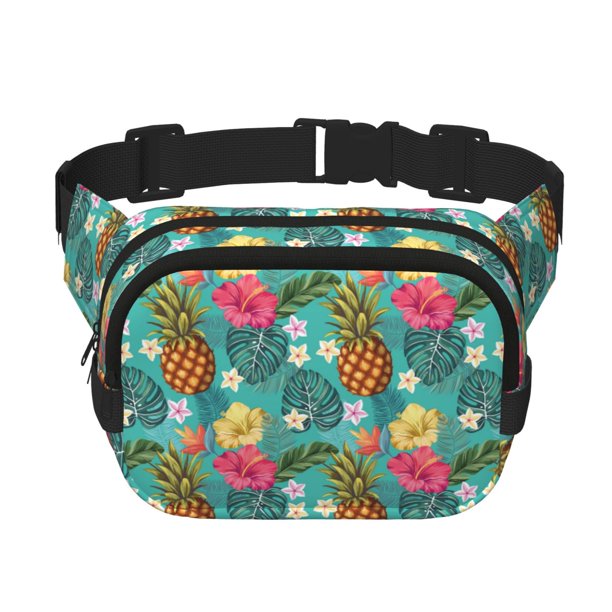 Balery Pineapple Mochila Cinturón para Mujeres y Hombres, Bolsa de Cintura Impermeable de Doble Capa con Correa