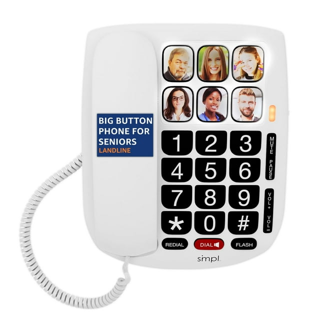 Teléfono con cable y dial de manos libres SMPL con memoria fotográfica