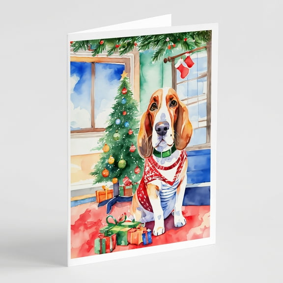 Basset Hound Christmas Greeting Cards Pack of 8 7 in x 5 in