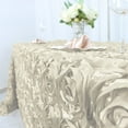 thumbnail image 6 of BalsaCircle Satin 90" x 132" Raised Rectangle Tablecloth Rosette Floral Dinner Kitchen Ivory, 6 of 8