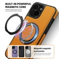 thumbnail image 7 of for iPhone 15 Case, Slim Fit Premium PU Leather [Compatible with MagSafe] [360° Rotatable Ring Kickstand] Shockproof Protective Cover for iPhone 15 Phone Case Magnetic, Orange, 7 of 7