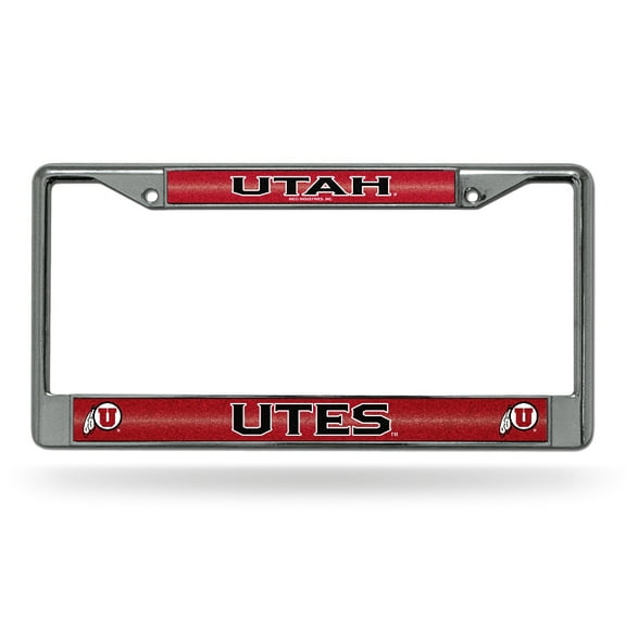 Utah NCAA Runnin' Utes Standard Size Chrome License Plate Frame - It Sparkles! - Let's Go!