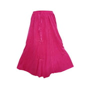 Mogul Trendy Women's Maxi Skirt Stylish Pink Embroidered Rayon Long Skirts