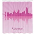 thumbnail image 3 of Cincinnati Shower Curtain, Sun Rays in Pastel Tones Travel Visit Tourism Reflection, Fabric Bathroom Set with Hooks, 69"WX70"L, Pale Mauve Pale Fuchsia Baby Pink, by Ambesonne, 3 of 3