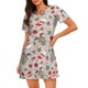 thumbnail image 1 of Easygdp Groovy Retro Santa Camisón de manga corta para mujer, informal, estampado, 1 of 6