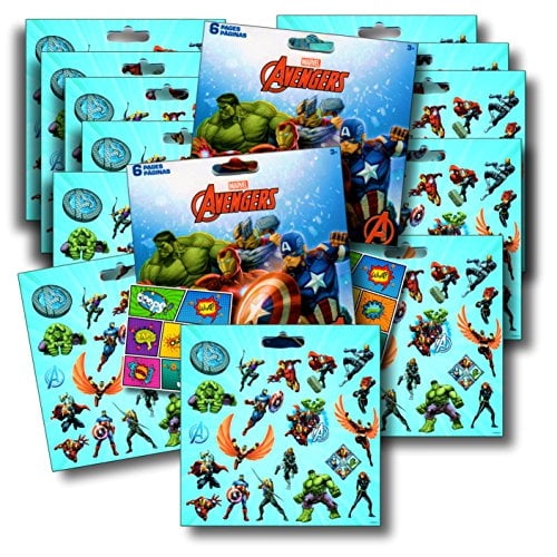 Marvel Avengers Pegatinas Party Favors Paquete de 12 hojas m Marvel Marvel