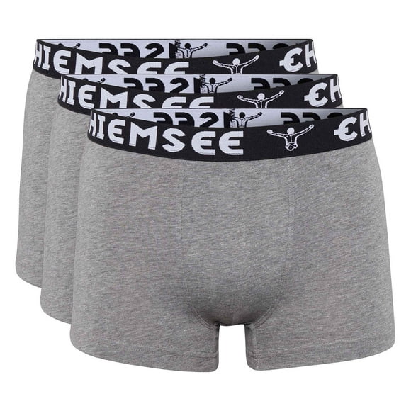 CHIEMSEE Calzoncillos para Hombre, Paquete de 3 - Calzoncillos, Cintura con Logotipo, Color sólido Gris M (Medium)