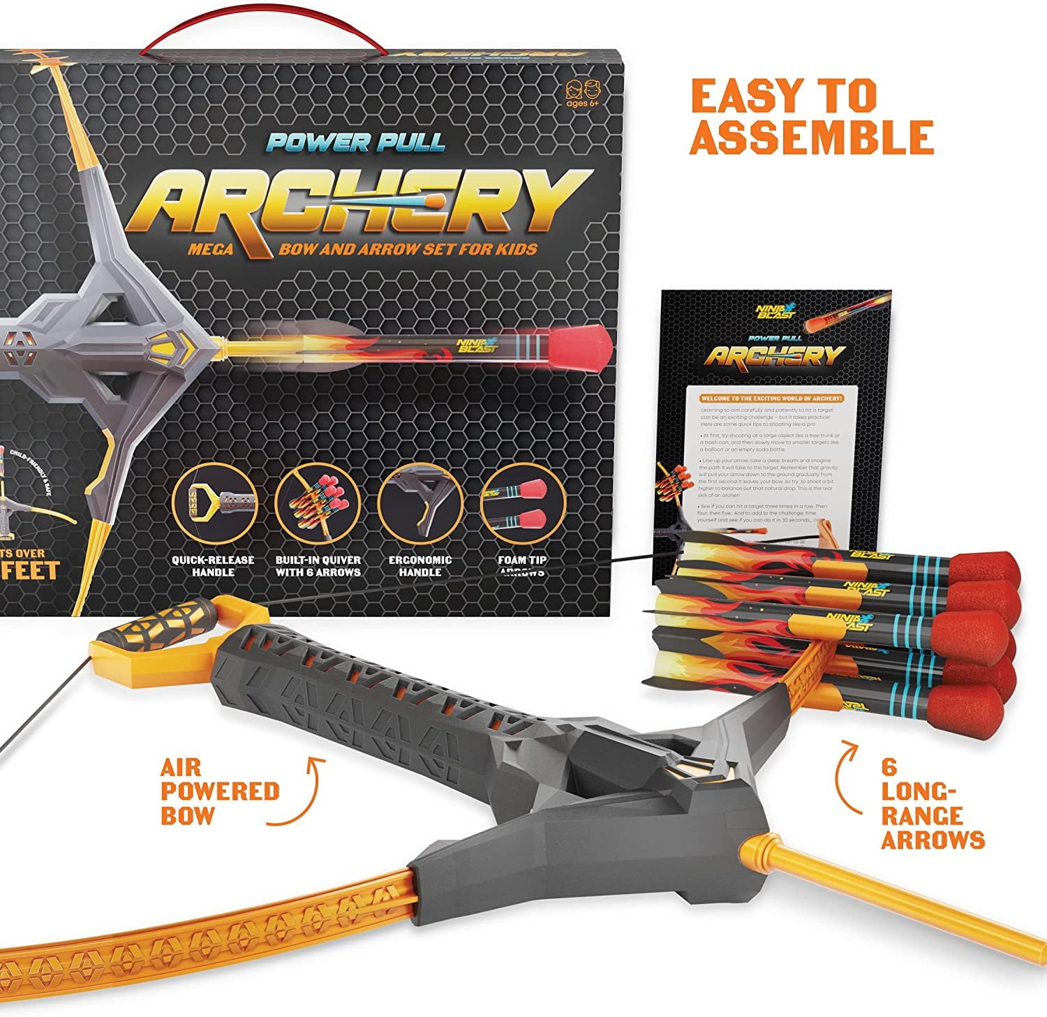 Kids Toy - Ninja Blast Power Pull Archery Mega Bow and Arrow Set