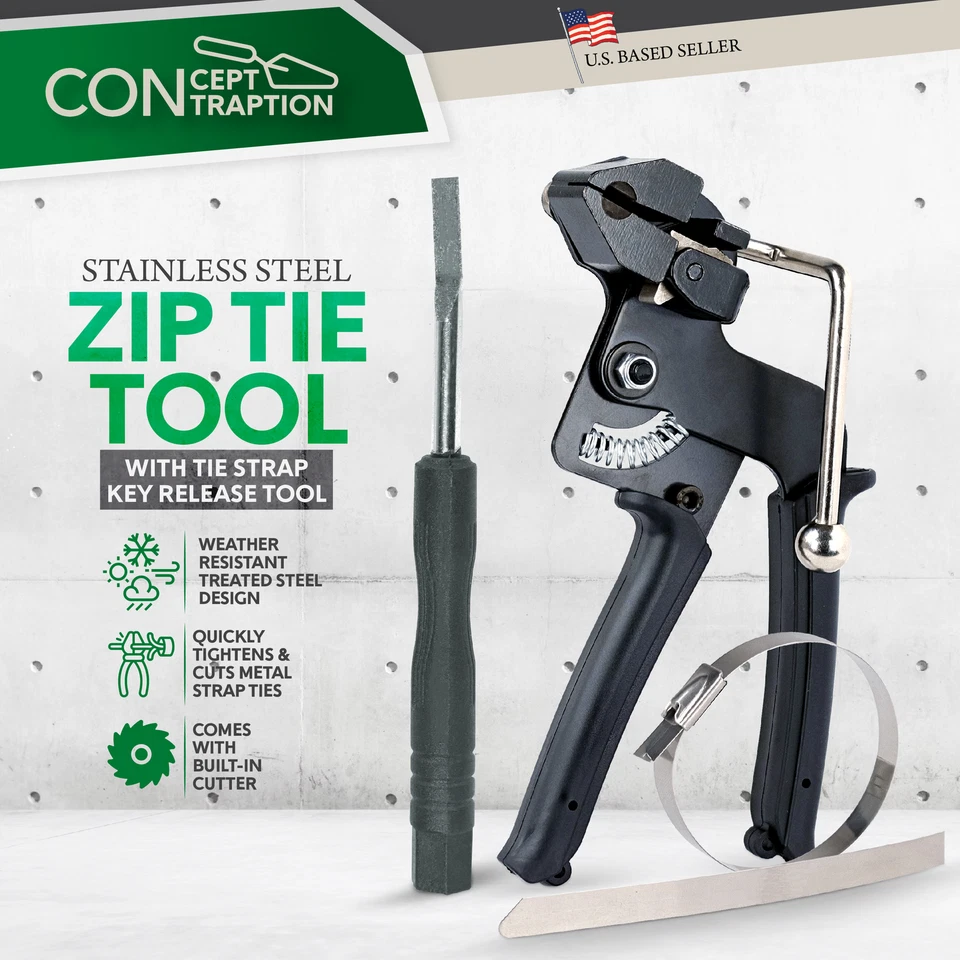 CIRCLE- Concept Contraption Cable Zip Tie Gun - Stainless Steel Tie Strap Tightener