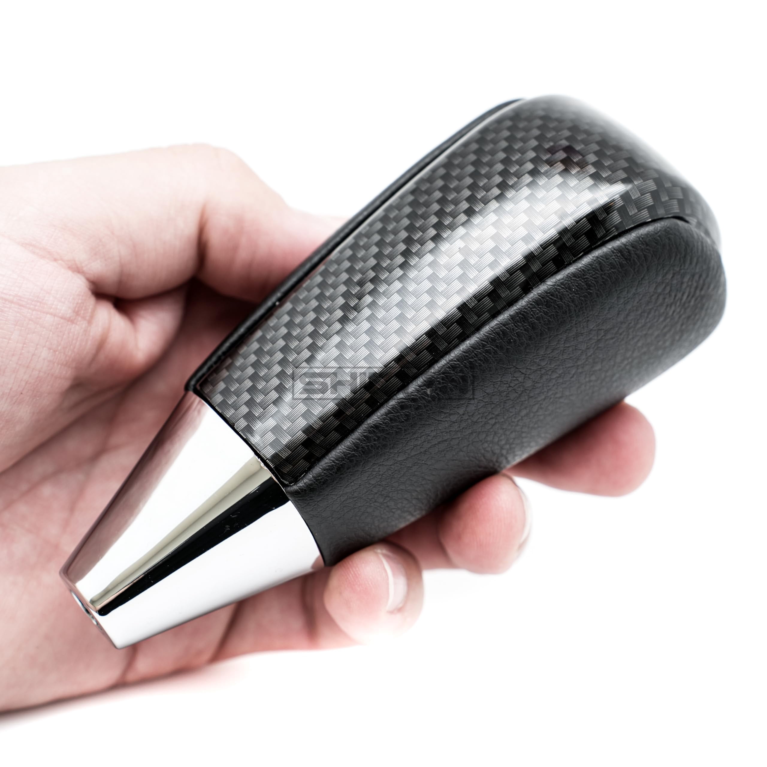 SHIFTIN Leather and Carbon Fiber Gear Shift Knob for Toyota Land Cruiser 4Runner Sequoia Tundra and Lexus (Black Leather / Carbon Fiber Pattern)