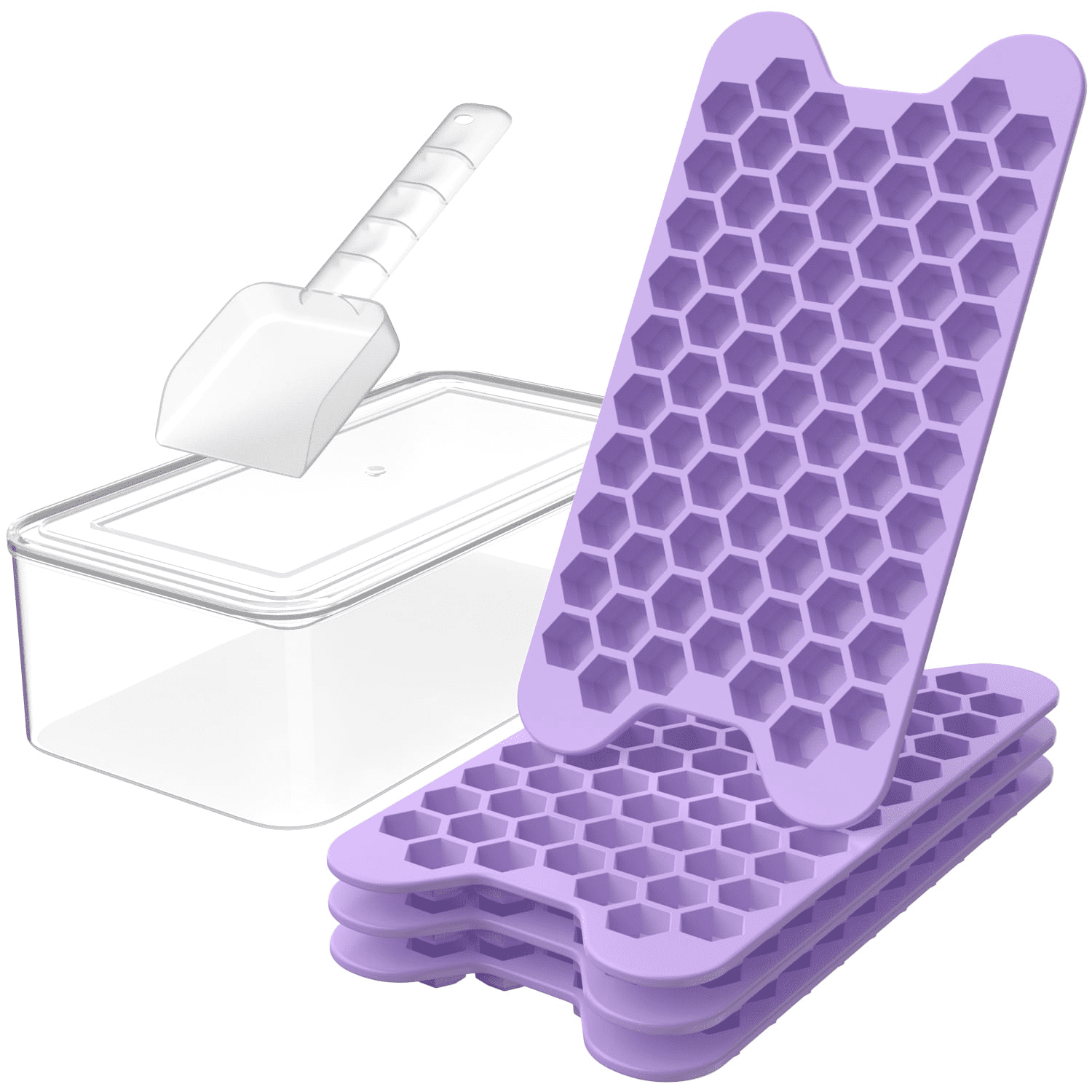 TINANA Mini Ice Cube Tray for Freezer, Plastic Hexagonal Ice Trays
