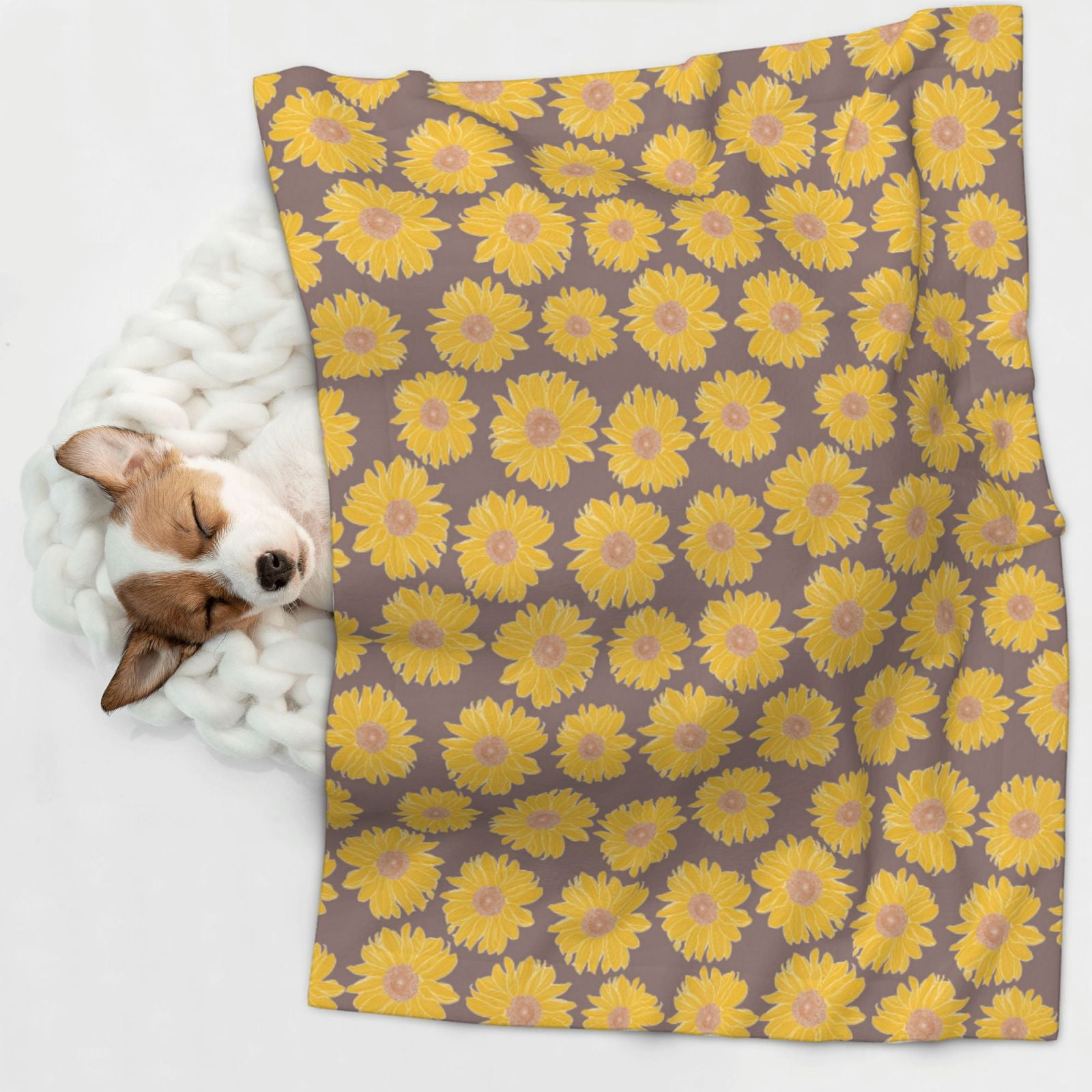 Naloa Sunflower Dog Blanket, 3 Sizes Cat Blanket for Indoor Cats Large Medium Small Dog Gifts-Medium