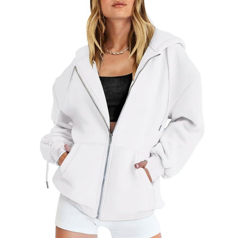 Fsqjgq Full Zip up Hoodies Oversized Sweatshirt for Women