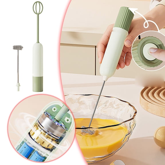 Handheld Milk Frother USB Rechargeable, with 2 Heads Coffee Whisk Foam Mixer, 3 Speeds Electric Mini Blender for Latte, Cappuccino, Hot Chocolate, Egg