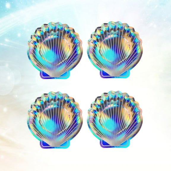 FESTFENDS 16Pcs Multi-Colored Shell Shaped Paper Plates for Birthday Party Elegant Tableware 9x9x0.04in