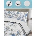 thumbnail image 4 of Blue Floral Birds Full Size Down Alternative Comforter, Lightweight Comforter Quilt Bedding Set with Pillow Shams Farmhouse Flowers Pastoral All Seasons Bed Comforter Duvet Insert 78"x90", 4 of 7