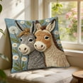 thumbnail image 2 of PLPPYFS Rustic Floral Donkey Pillow Cover 18x18 in, Gifts for Donkey Lovers, Animal Embroidery Square Pillowcase for Living Room, Bed Decor, Patio, Car, Donkeys Country Sofa Cushion Cases, 2 of 6